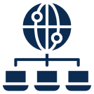Network diagram showing global connectivity among computers.