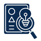 Document analysis with a magnifying glass highlighting a lightbulb idea.